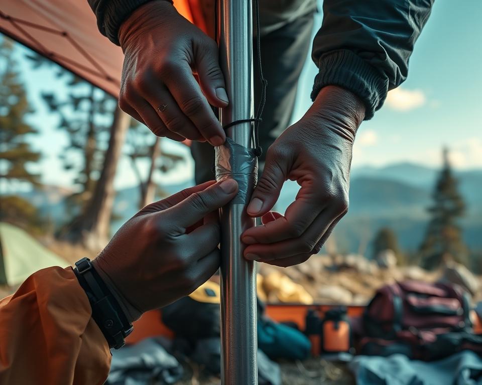 fixing a tent pole