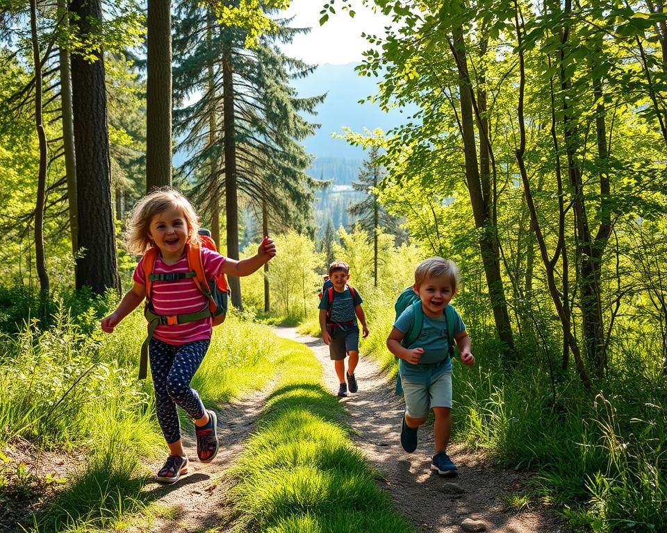 family hiking with toddlers