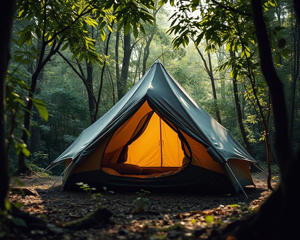 A serene sleeping system tent nestled in a tranquil forest glade, its weathered exterior catching the soft, diffused light filtering through the canopy of verdant foliage. The tent stands tall, its silhouette a beacon of comfort and protection amidst the lush, earthy tones of the undergrowth. The scene evokes a sense of coziness and respite, perfectly suited for a multi-day hike where rest and rejuvenation are paramount. Subtle shadows cast by the tent's form lend depth and dimension, while the overall composition invites the viewer to imagine the peaceful slumber awaiting within its walls. A serene sleeping system tent nestled in a tranquil forest glade, its weathered exterior catching the soft, diffused light filtering through the canopy of verdant foliage. The tent stands tall, its silhouette a beacon of comfort and protection amidst the lush, earthy tones of the undergrowth. The scene evokes a sense of coziness and respite, perfectly suited for a multi-day hike where rest and rejuvenation are paramount. Subtle shadows cast by the tent's form lend depth and dimension, while the overall composition invites the viewer to imagine the peaceful slumber awaiting within its walls.