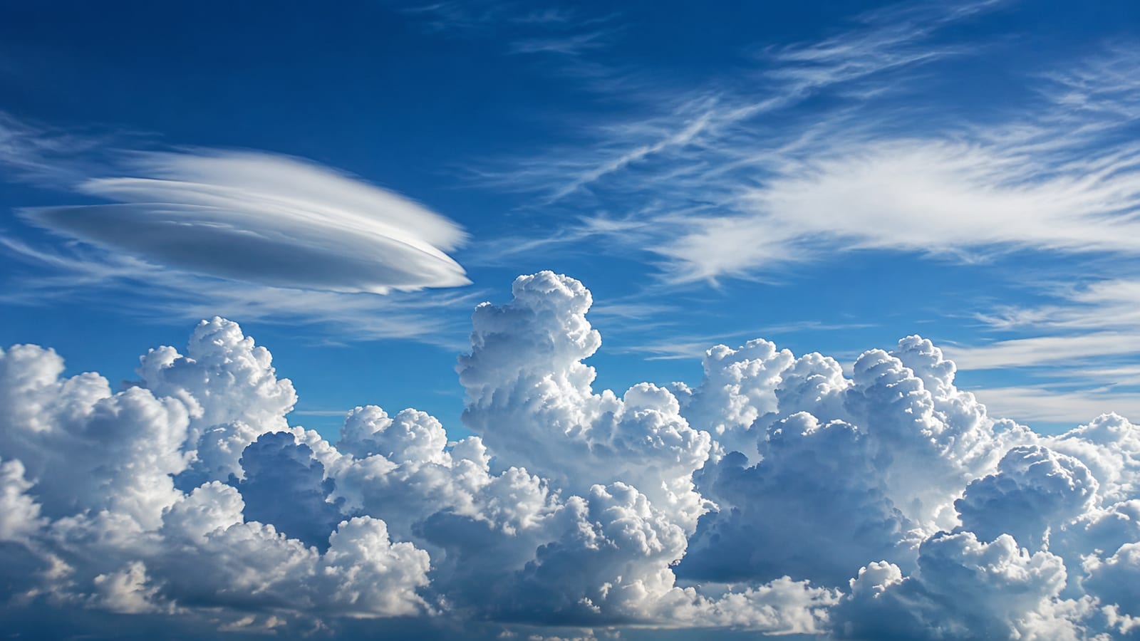 Diverse cloud types showing different formations and weather pattern indicators
