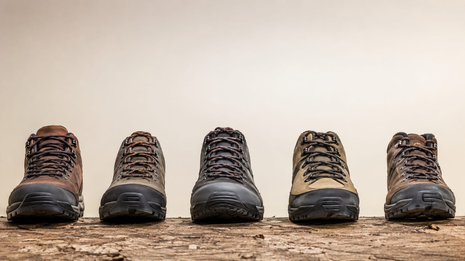 Hiking boots displayed from above showing varied toebox widths and shapes