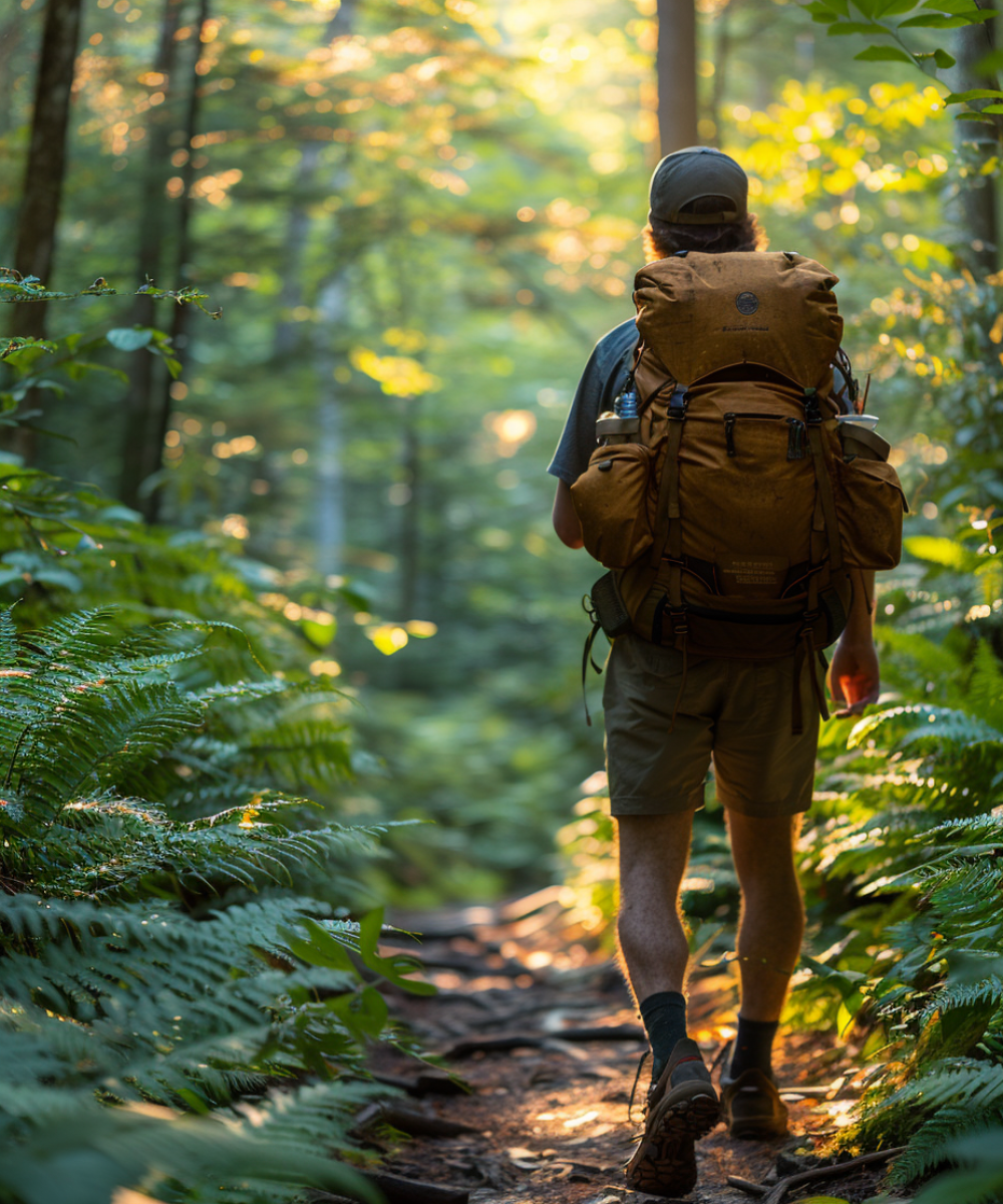 robert griffin hiking on a forest trail robert griffin hiking on a forest trail